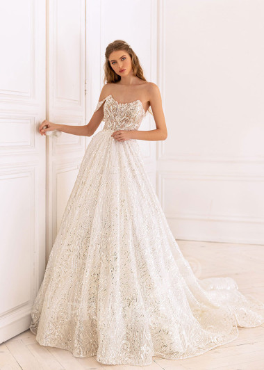 Luxusné trblietavé svadobné šaty BS005