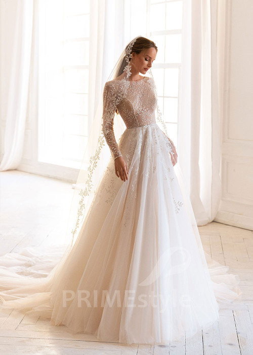 Elegantné čipkované svadobné šaty BS006