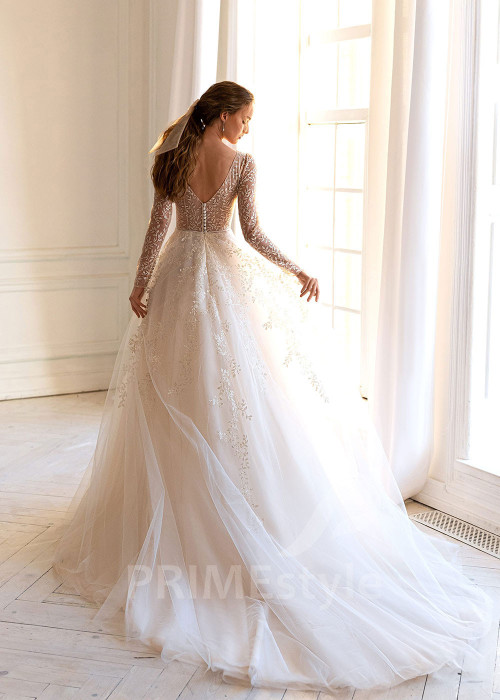 Elegantné čipkované svadobné šaty BS006