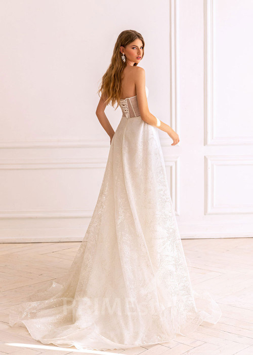 Elegantné trblietavé svadobné šaty BS009