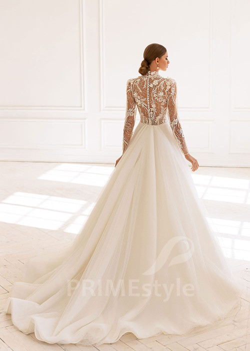 Elegantné čipkované svadobné šaty BS018