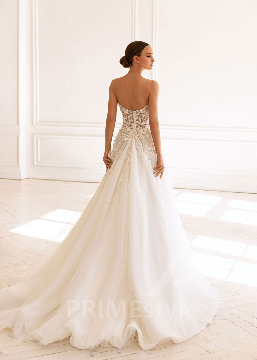 Luxusné romantické svadobné šaty BS019