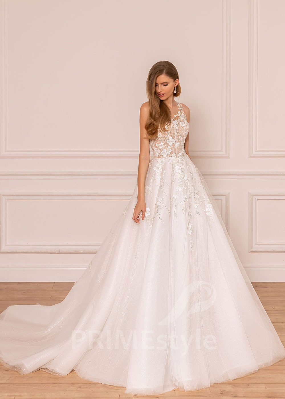 Luxusné kvetované svadobné šaty BS021