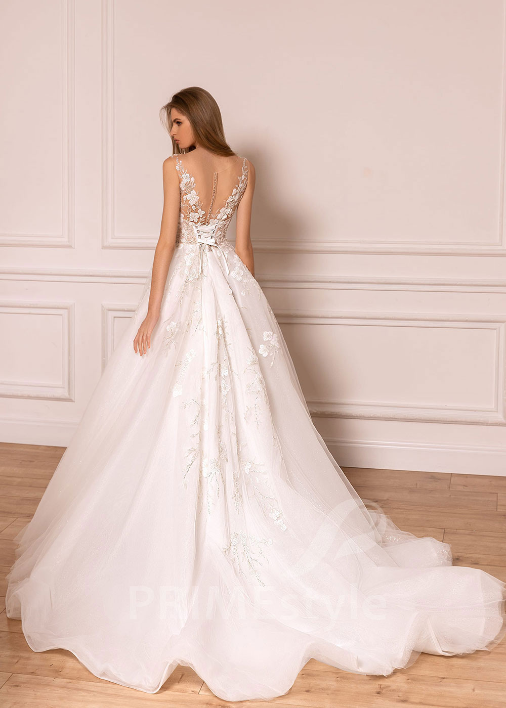 Luxusné kvetované svadobné šaty BS021