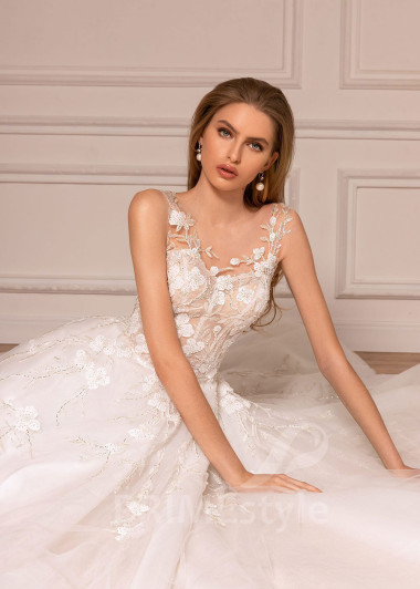 Luxusné kvetované svadobné šaty BS021 - primestyle.sk