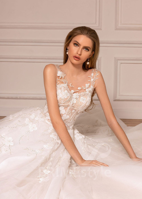 Luxusné kvetované svadobné šaty BS021