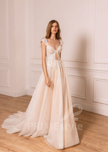 Extravagantné trblietavé svadobné šaty BS022