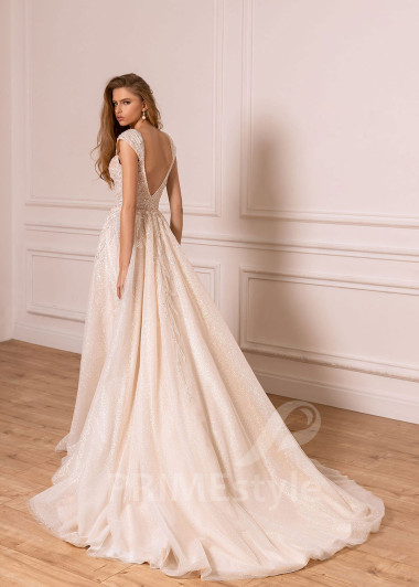 Extravagantné trblietavé svadobné šaty BS022 - primestyle.sk