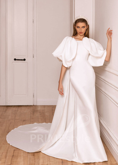 Extravagantné hladké svadobné šaty BS024