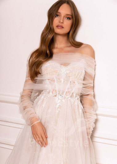 Extravagantné romantické svadobné šaty BS025 - primestyle.sk