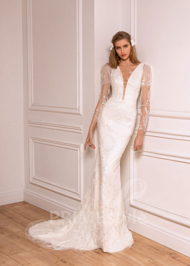 Elegantné úzke svadobné šaty BS026