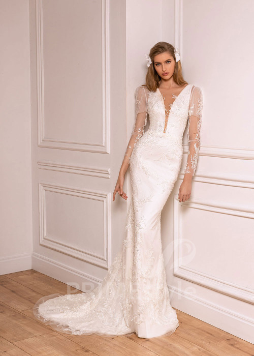 Elegantné úzke svadobné šaty BS026