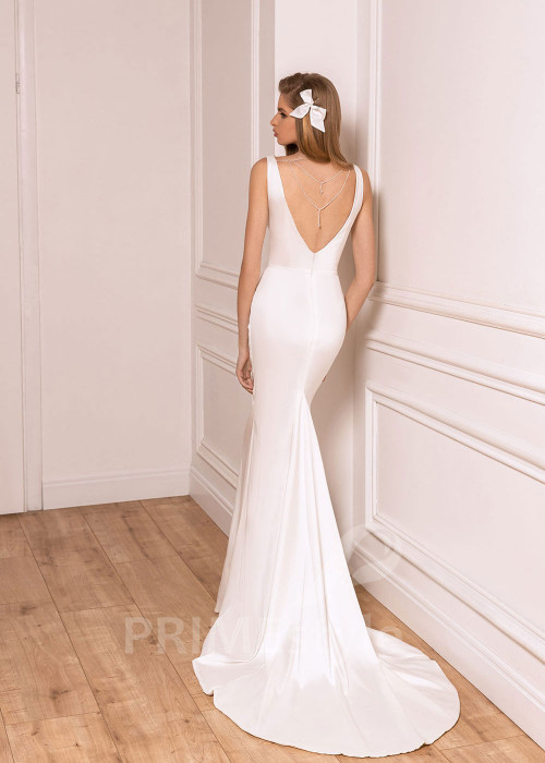 Elegantné úzke svadobné šaty BS026