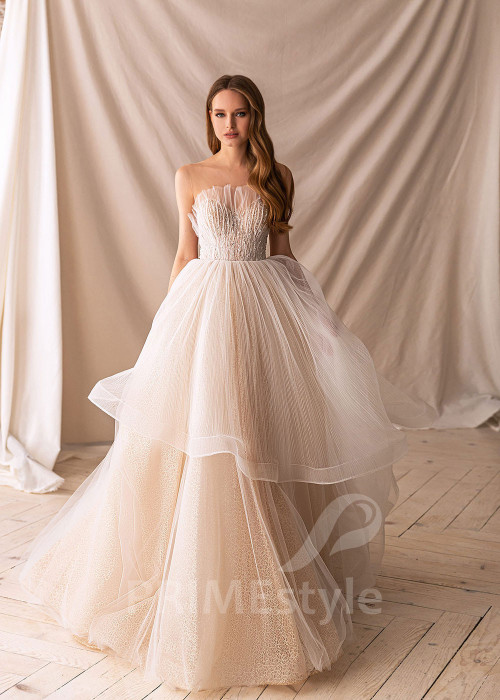 Extravagantné tylové svadobné šaty BS027