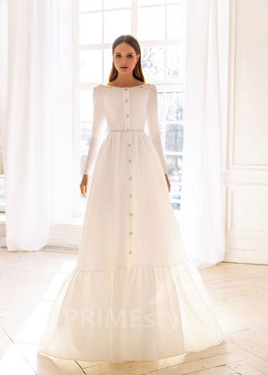 Elegantné minimalistické svadobné šaty BS028