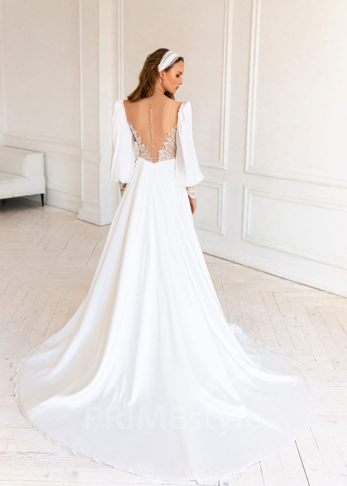 Luxusné šifónové svadobné šaty BS029