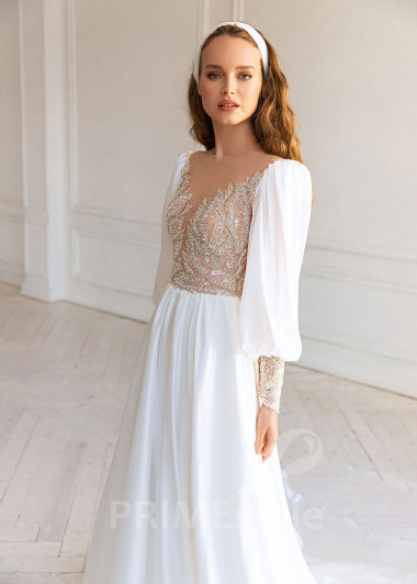 Luxusné šifónové svadobné šaty BS029 - primestyle.sk