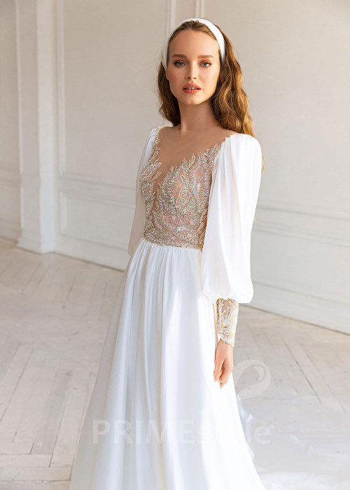 Luxusné šifónové svadobné šaty BS029