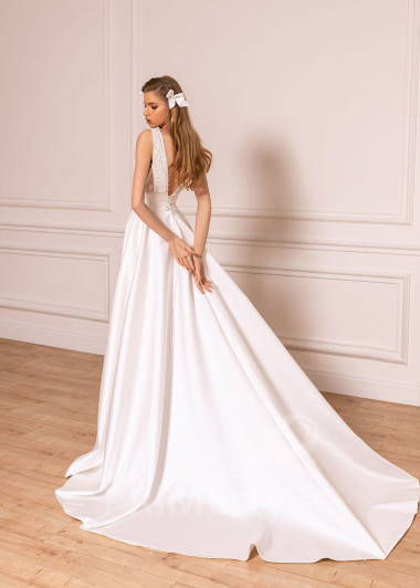 Elegantné minimalistické svadobné šaty BS031 - primestyle.sk