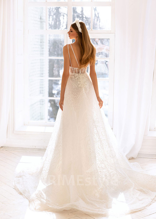 Extravagantné celočipkované svadobné šaty BS034