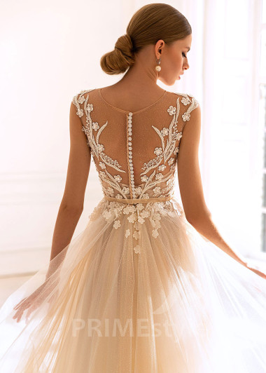 Luxusné kvetované svadobné šaty BS041 - primestyle.sk