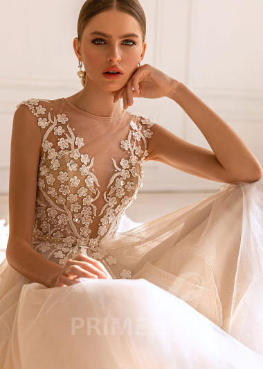 Luxusné kvetované svadobné šaty BS041 - primestyle.sk