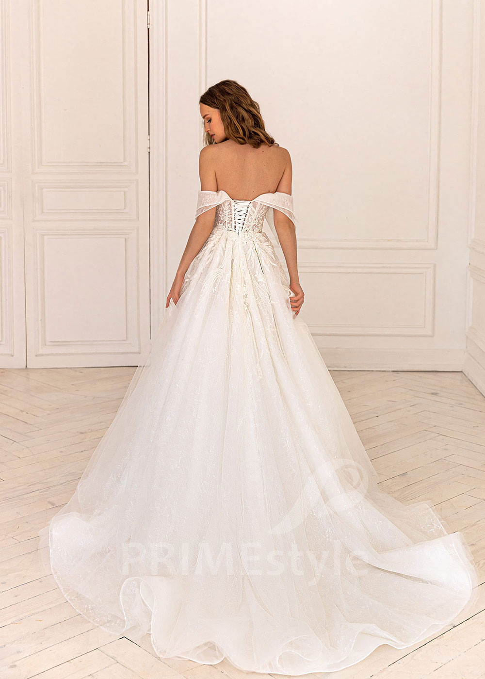 Extravagantné trblietavé svadobné šaty BS043