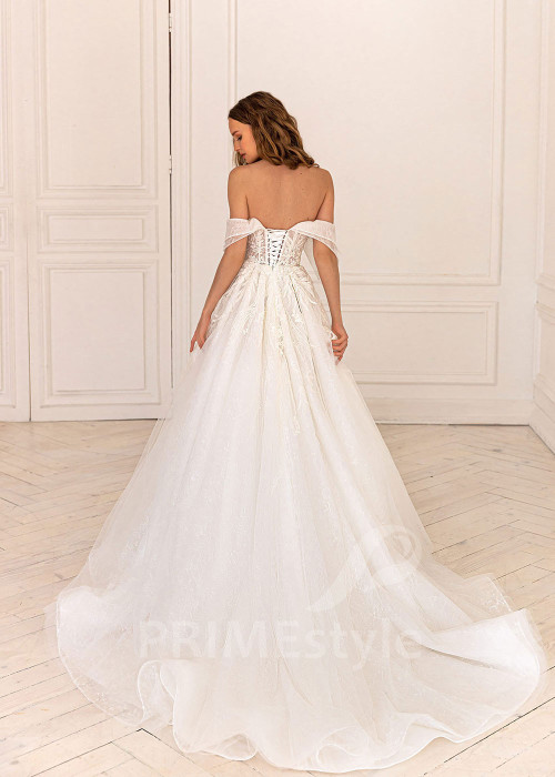 Extravagantné trblietavé svadobné šaty BS043