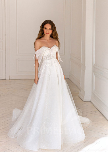 Extravagantné trblietavé svadobné šaty BS043 - primestyle.sk