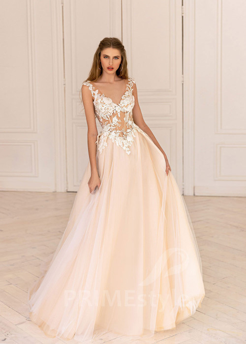 Luxusné čipkované svadobné šaty BS044