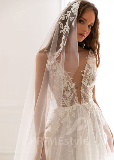 Elegantné čipkované svadobné šaty BS049 - primestyle.sk