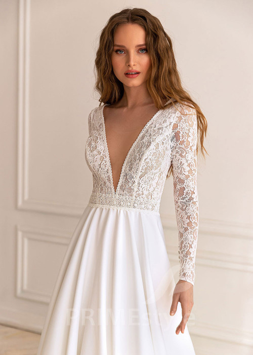 Elegantné čipkované svadobné šaty BS054