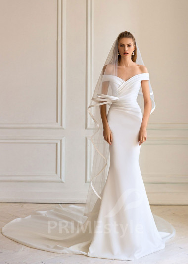 Elegantné hladké svadobné šaty BS056