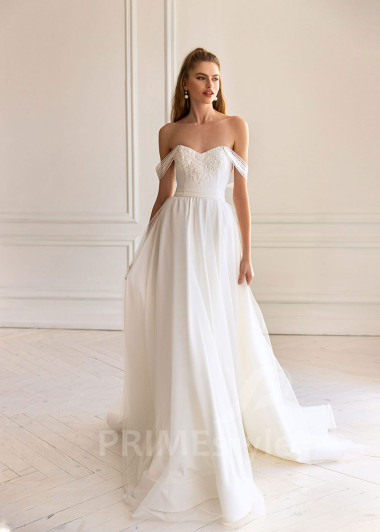 Elegantné minimalistické svadobné šaty BS058