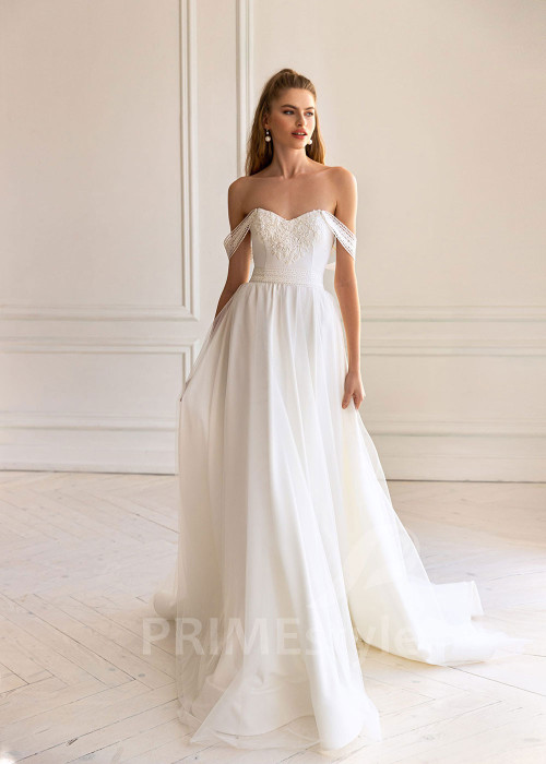 Elegantné minimalistické svadobné šaty BS058