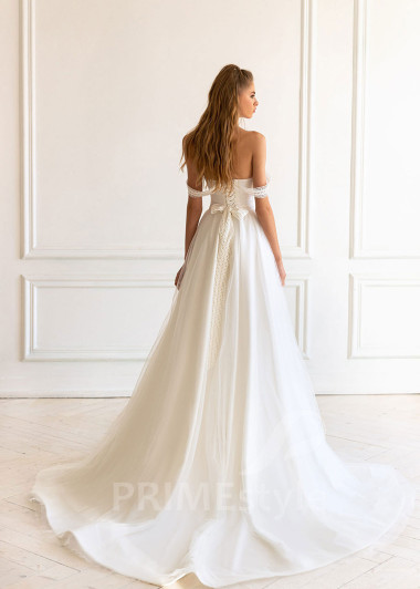 Elegantné minimalistické svadobné šaty BS058 - primestyle.sk