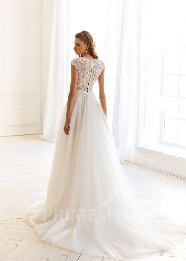 Elegantné minimalistické svadobné šaty BS060 - primestyle.sk