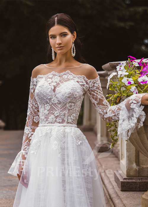 Elegantné čipkované svadobné šaty RC2002