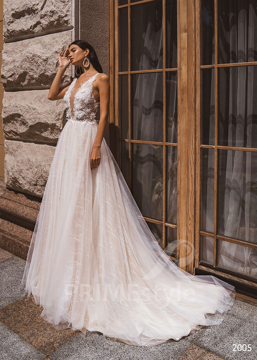 Extravagantné kvetované svadobné šaty RC2005