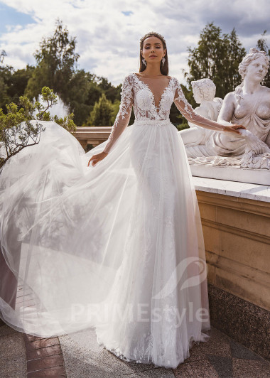 Elegantné celočipkované svadobné šaty RC2006 - primestyle.sk