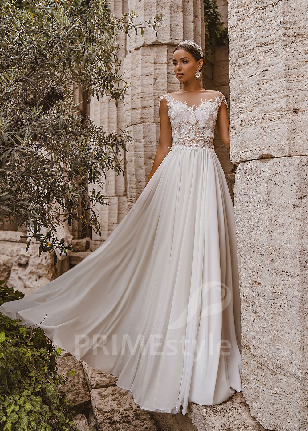 Luxusné kvetované svadobné šaty RC2009