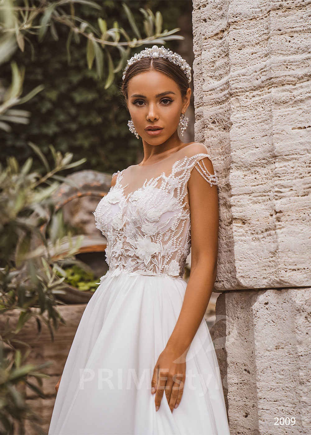 Luxusné kvetované svadobné šaty RC2009