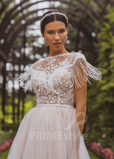 Extravagantné čipkované svadobné šaty RC2017 - primestyle.sk