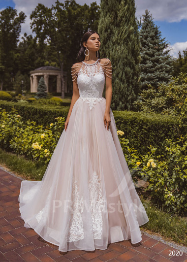 Elegantné čipkované svadobné šaty RC2020