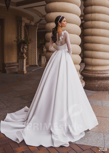 Elegantné saténove svadobné šaty RC2028 - primestyle.sk