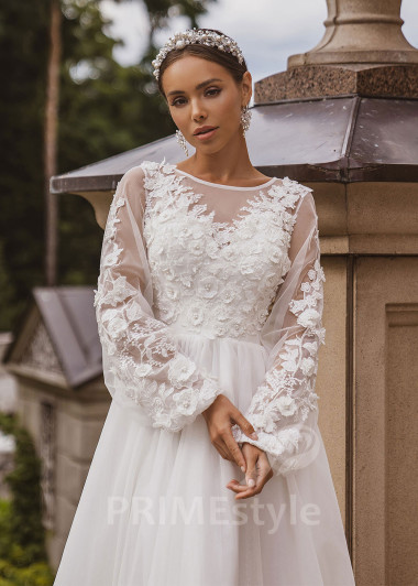 Luxusné kvetované svadobné šaty RC2035 - primestyle.sk