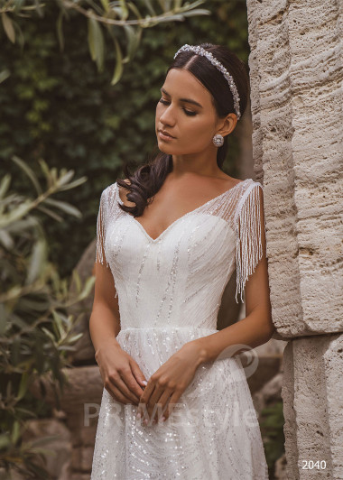 Extravagantné trblietavé svadobné šaty RC2040 - primestyle.sk