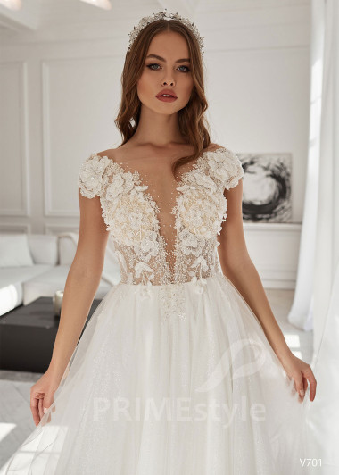 Luxusné kvetované svadobné šaty RS701 - primestyle.sk