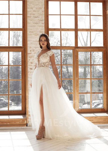 Luxusné kvetované svadobné šaty RS701 - primestyle.sk