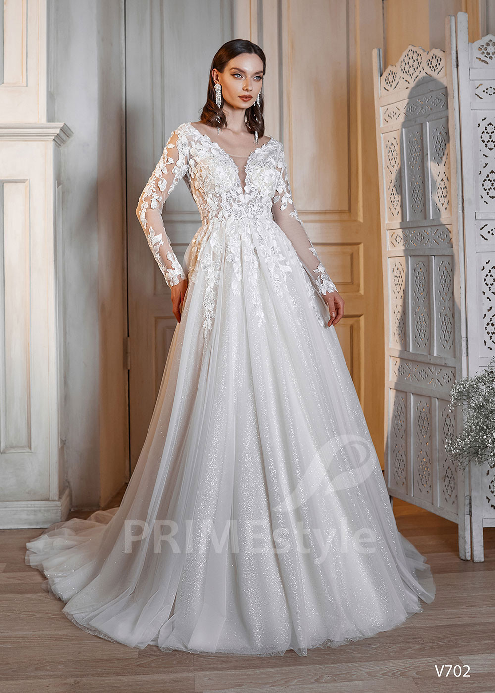 Luxusné trblietavé svadobné šaty RS702